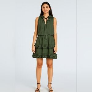 Laundry By Shelli Segal Womens NWT‎ Forect Green Ruffle Feminine Dress Size 16